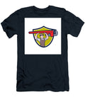 1 Plumber Lifting Monkey Wrench Crest Cartoon Aloysius Patrimonio T-Shirt