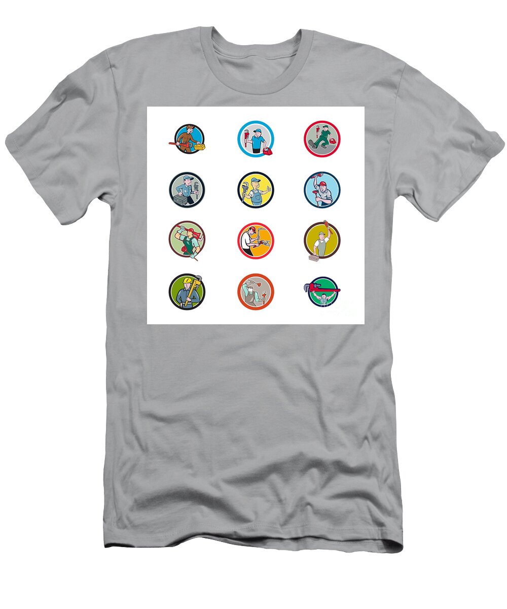 1 Plumber Mascot Circle Cartoon Set Aloysius Patrimonio T-Shirt