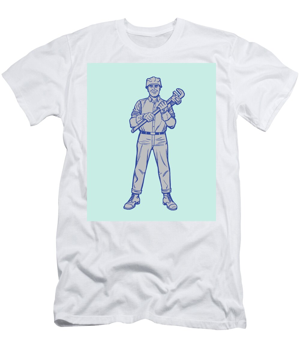 1 Plumber with Large Wrench Csa Images T-Shirt