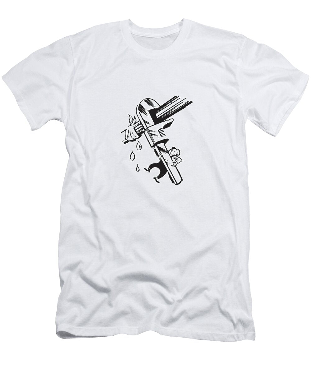 1 Plumber Working with Oversize Wrench Csa Images T-Shirt