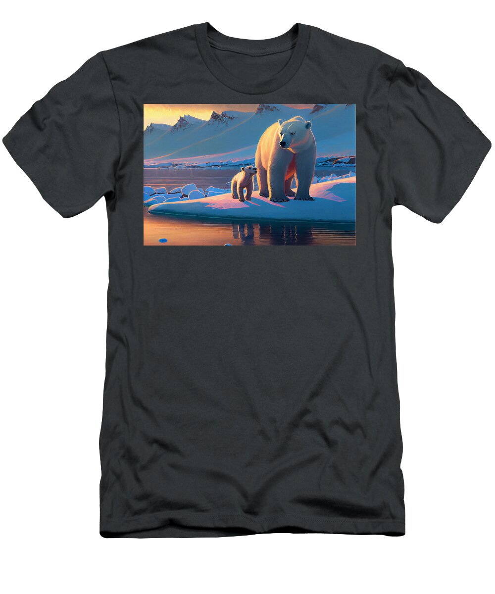 1 Polar Bear and Cub in a Jack Kirby Style Gentle By Asar Studios Celestial Images T-Shirt