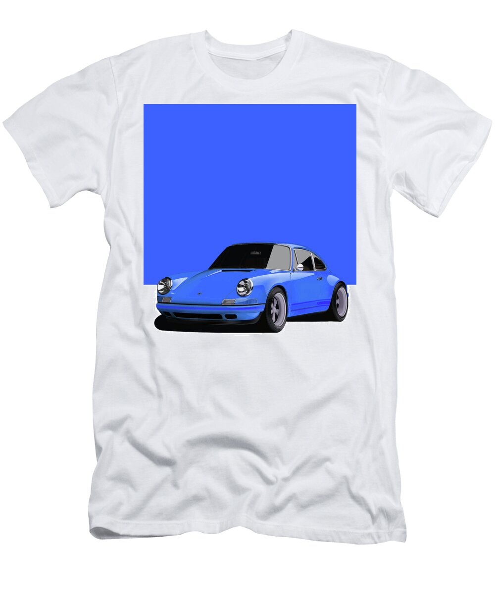 1 Porsche 911 Classic Restomod Poster Blue Thespeedart T-Shirt