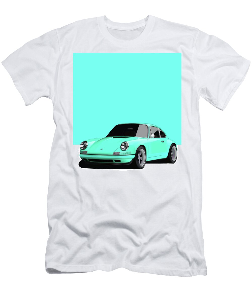 1 Porsche 911 Classic Restomod Poster Cyan Thespeedart T-Shirt