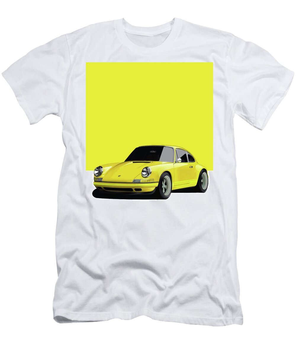 1 Porsche 911 Classic Restomod Poster Yellow Thespeedart T-Shirt