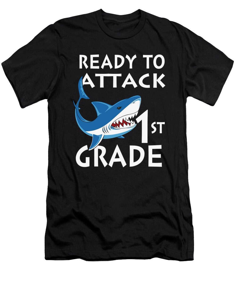 1 Ready to Attack 1st Grade Shark for 1st Graders Licensed Art T-Shirt