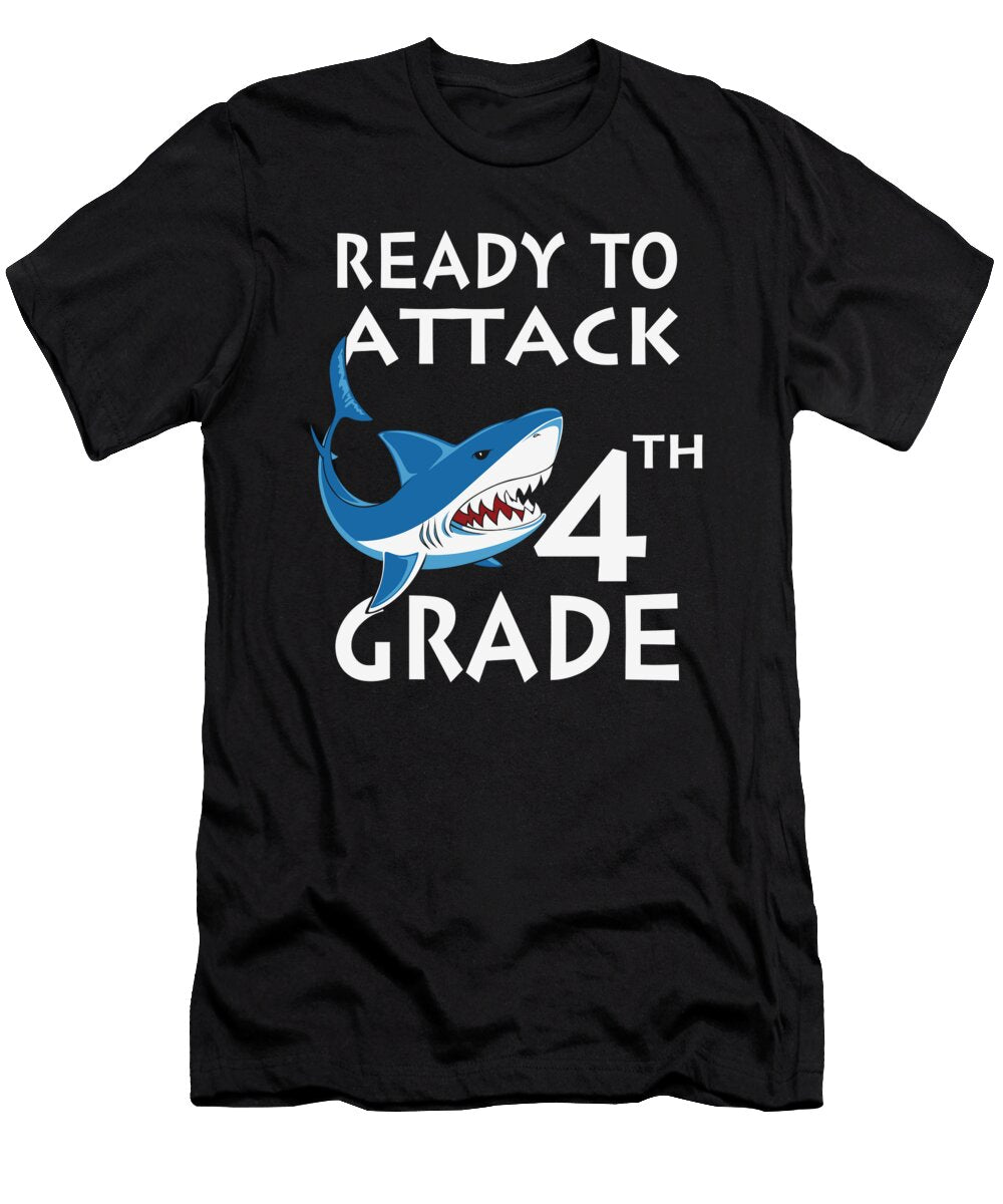 1 Ready to Attack 4th Grade Shark for 4th Graders Licensed Art T-Shirt