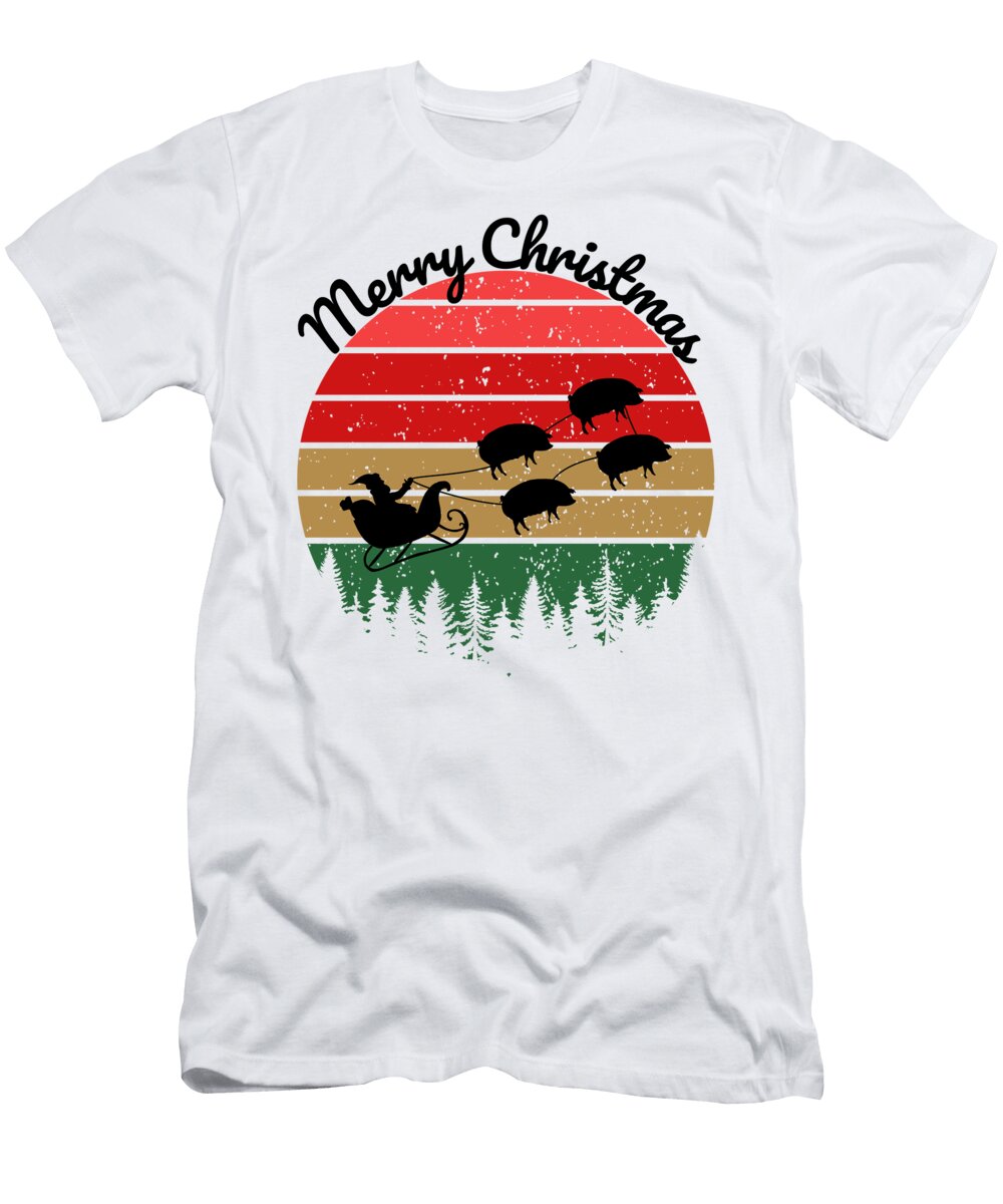 1 Santas Sleigh Pulled By a Team of Hogs Chomper Designs T-Shirt