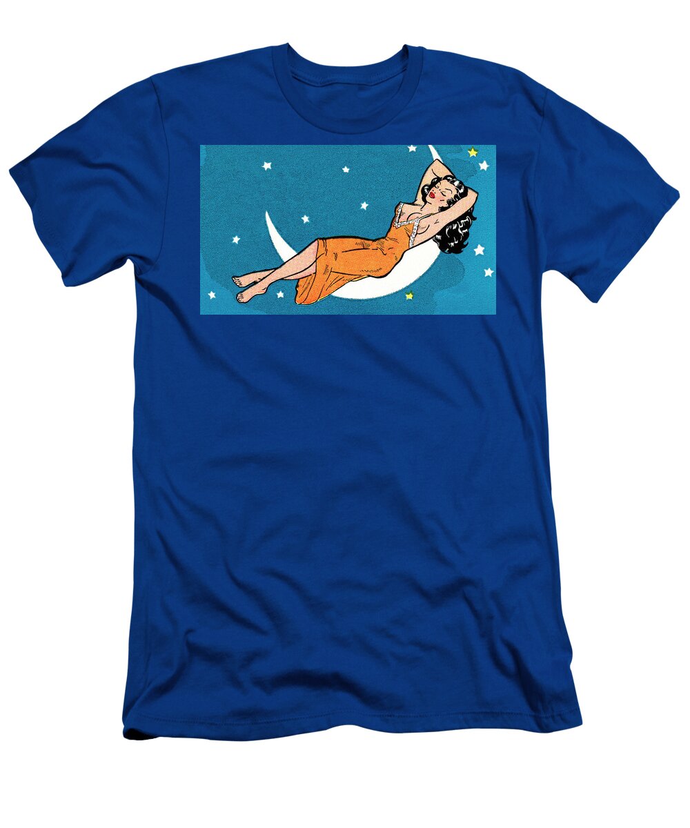 1 Sleeping Woman on the Moon Csa Images T-Shirt