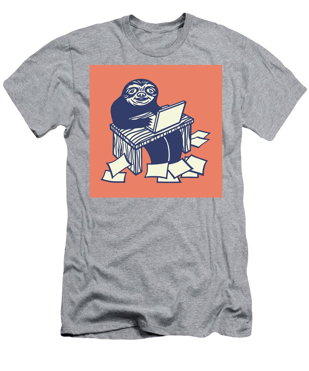 1 Sloth Working At a Desk Csa Images T-Shirt