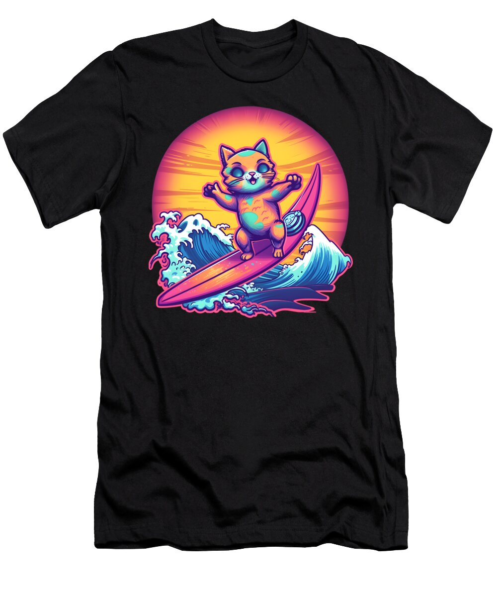 1 Surfing Cat Sweet Birdie Studio T-Shirt