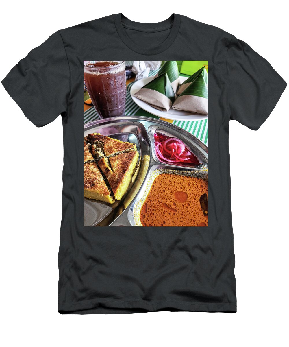 1 Tasty Mutabbaq or Murtabak Folded Pan Fried Flatbreads Stuffed with Lightly Spiced Mince Meat and Egg Closeup Ellinnur Bakarudin T-Shirt