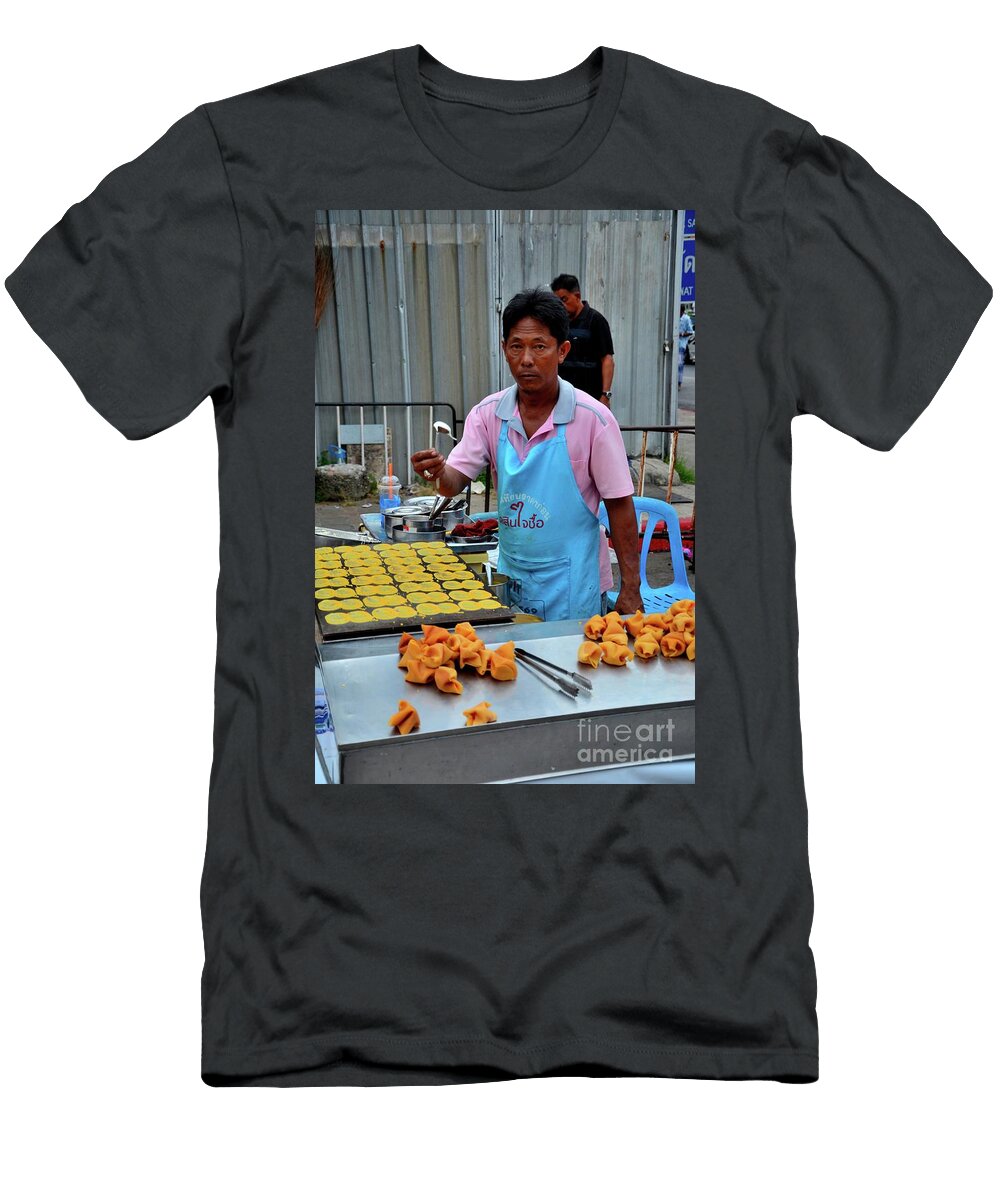 1 Thai Man Cooks and Prepares Street Food At Market Bazaar Pattani Thailand Imran Ahmed T-Shirt