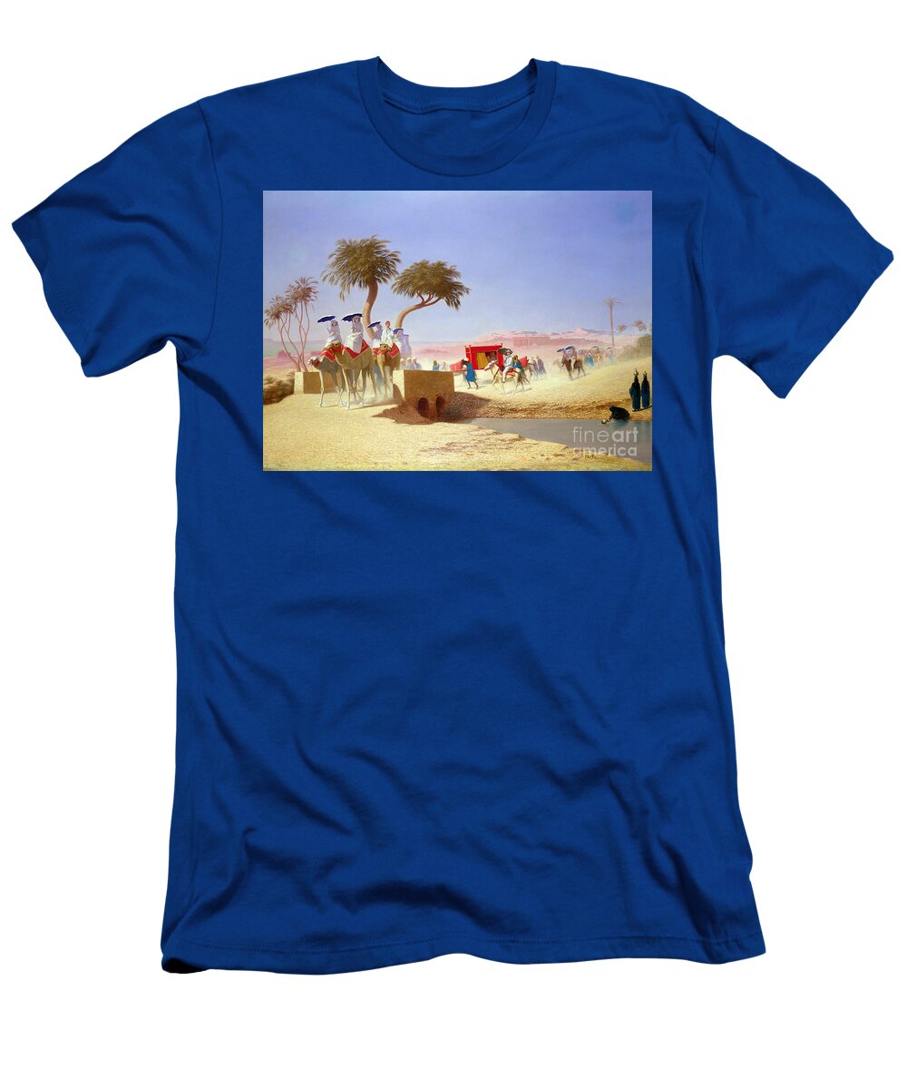 1 the Empress Eugenie Visiting the Pyramids Charles Theodore Frere T-Shirt