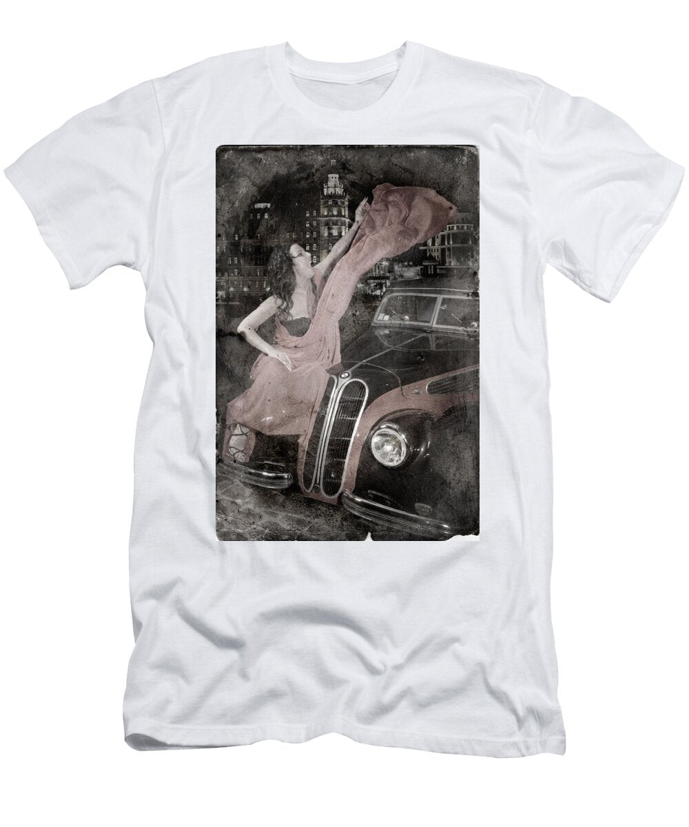 1 the Girl on the Background of Vintage Car Andrey Godyaykin T-Shirt