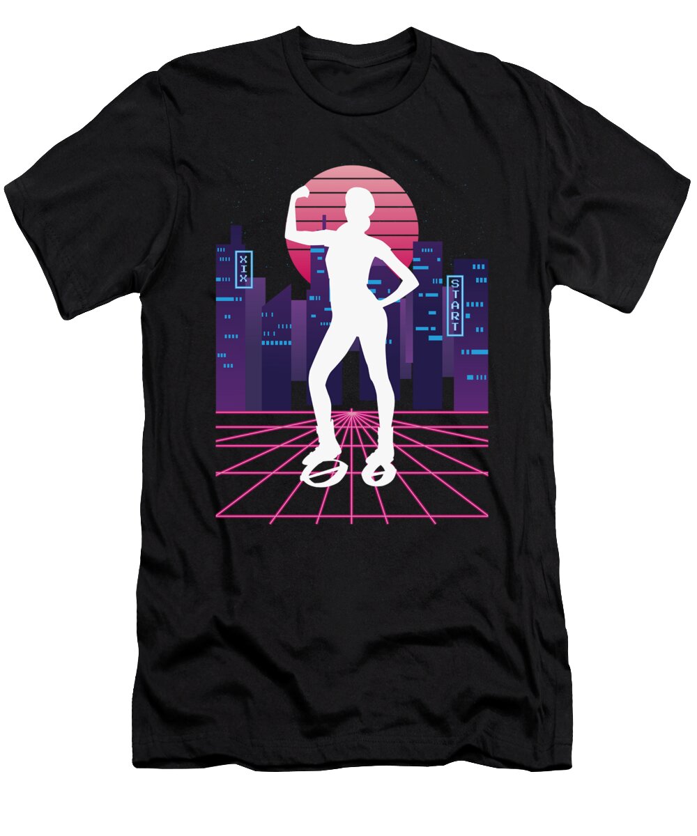1 Vaporwave Synthwave Skyline Jump Shoes Fitness Greenoptix T-Shirt