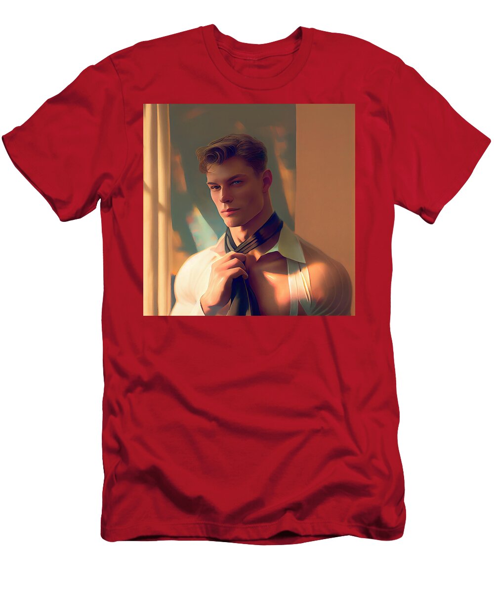 1 Very Handsome Fashion Model in a Jack Kirby By Asar Studios Celestial Images T-Shirt