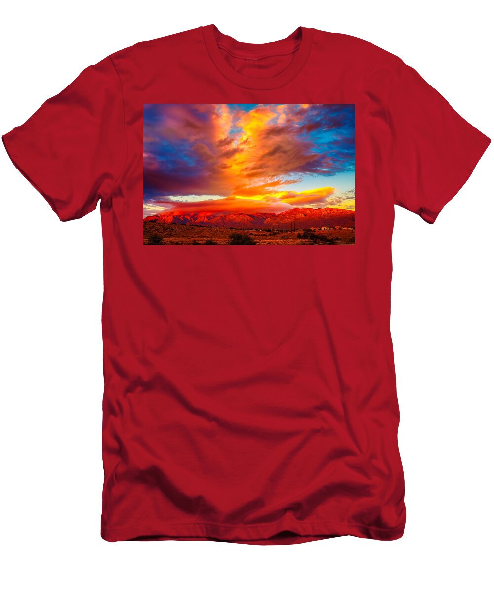 1 Vibrant Sunset Over Mountain Range Mario G Rivera T-Shirt