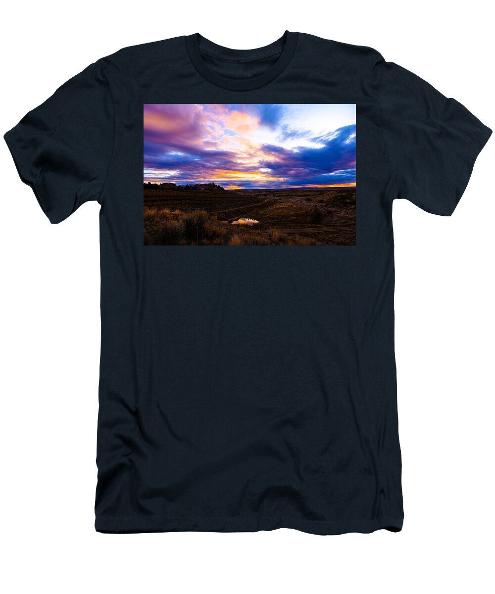 1 Vibrant Sunset Over Open Landscape Mario G Rivera T-Shirt