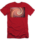 1 Whimsical and Nostalgic Calming Coral Nautilus Spiral Fractal Background Soft Dreamy Faded Orange Pink Abstract Conic Shell Pattern N Akkash T-Shirt