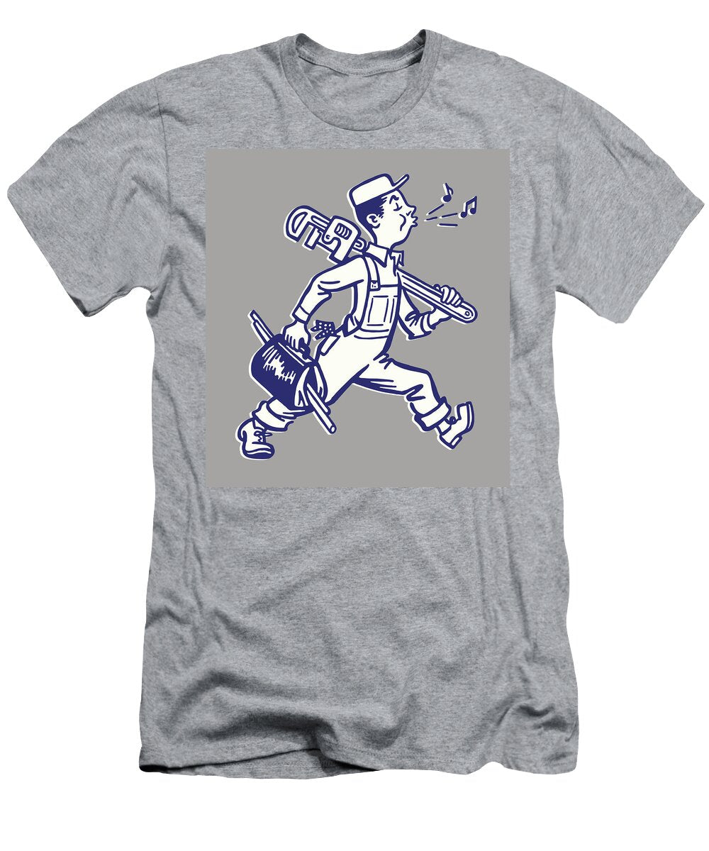 1 Whistling Plumber Walking to Work Csa Images T-Shirt