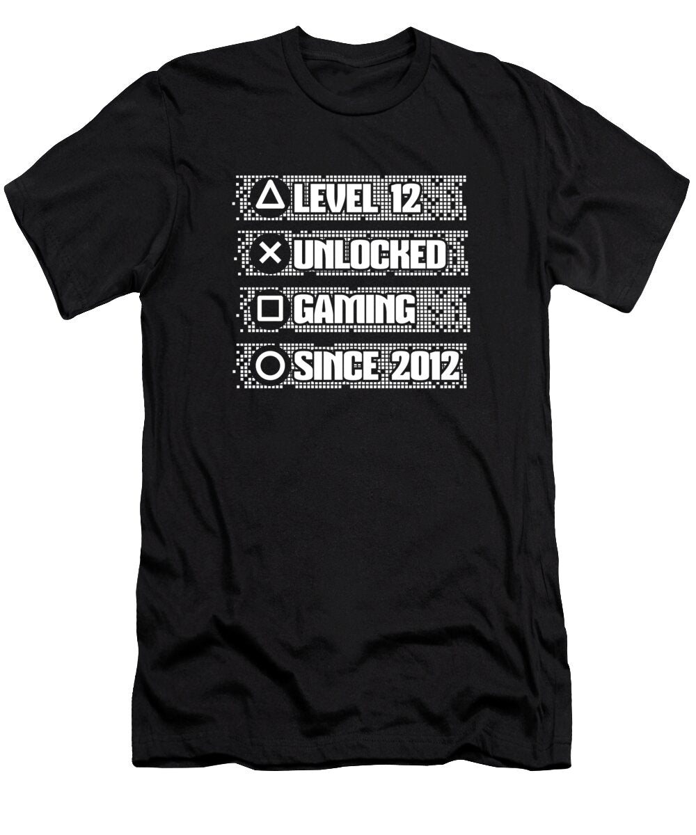 10 12 Year Old Gamer Gaming 12th Birthday Level 12 Unlocked Crazy Squirrel T-Shirt