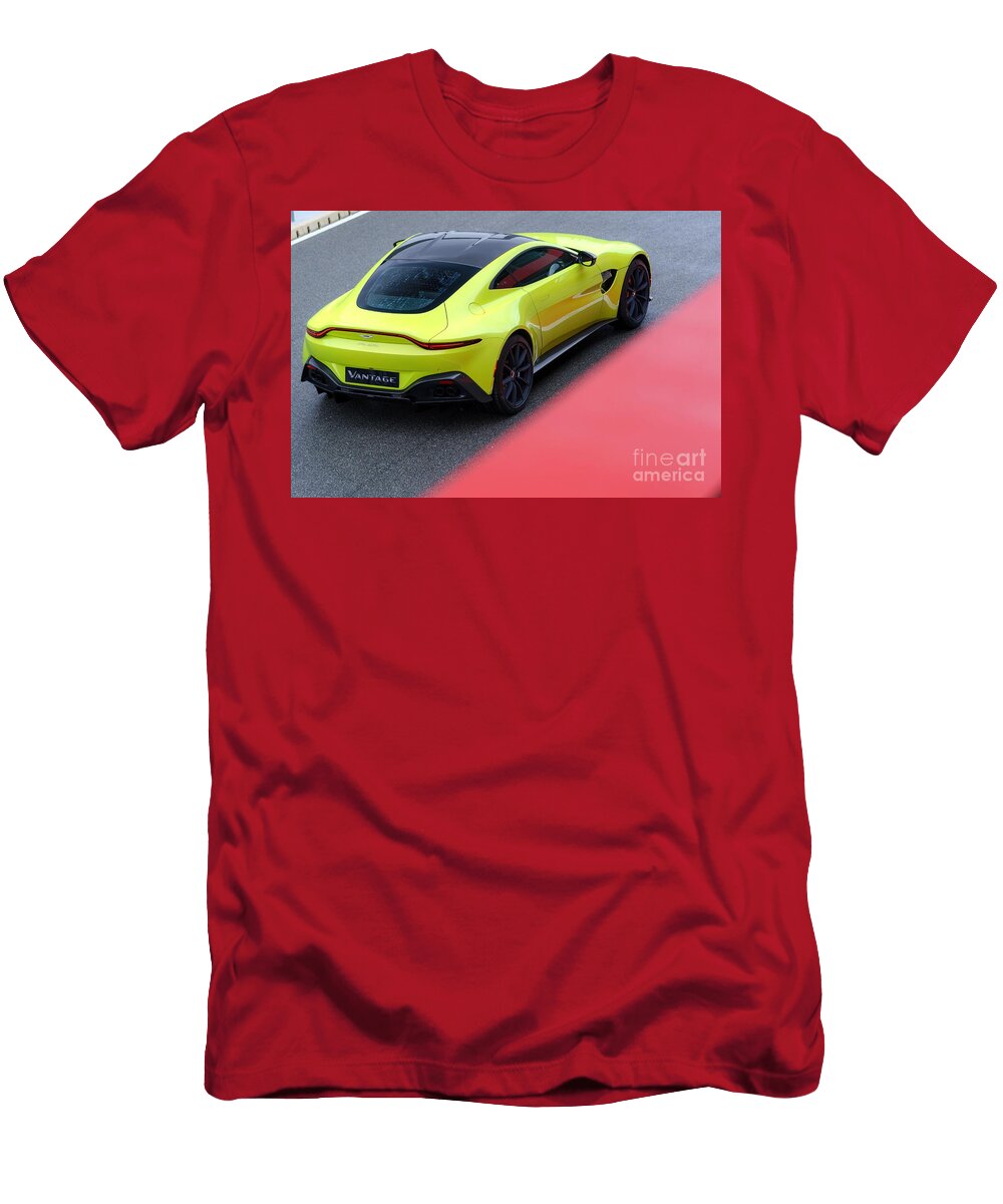 10 Exclusive Luxury Supercar Yellow Aston Martin Vantage V8 Amg Engine M177 40l Twin Turbocharged Vladyslav Shapovalenko T-Shirt