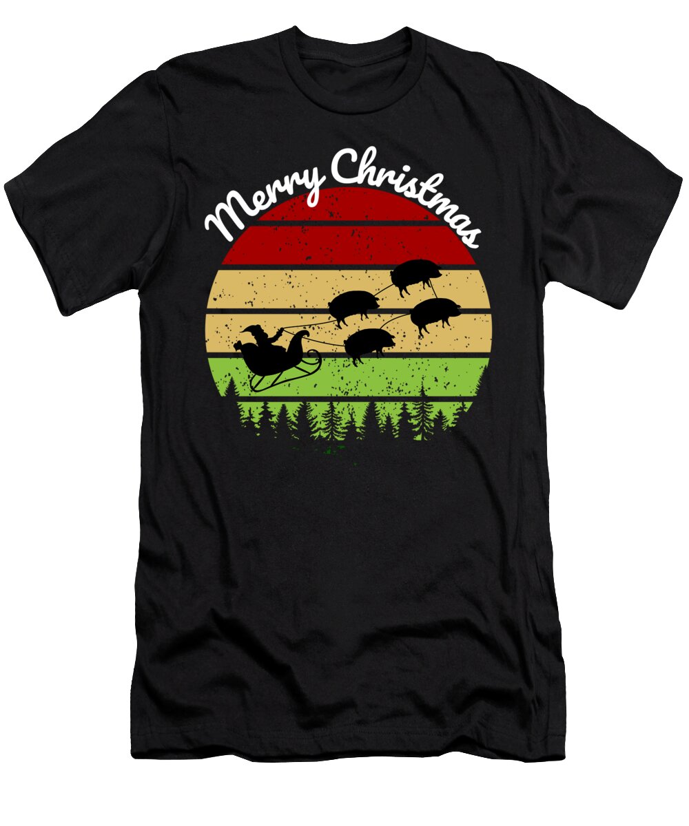 10 Santas Sleigh Pulled By a Team of Hogs Chomper Designs T-Shirt