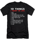 10 Things I Want in Life Funny Cars Vintage and Words T-Shirt