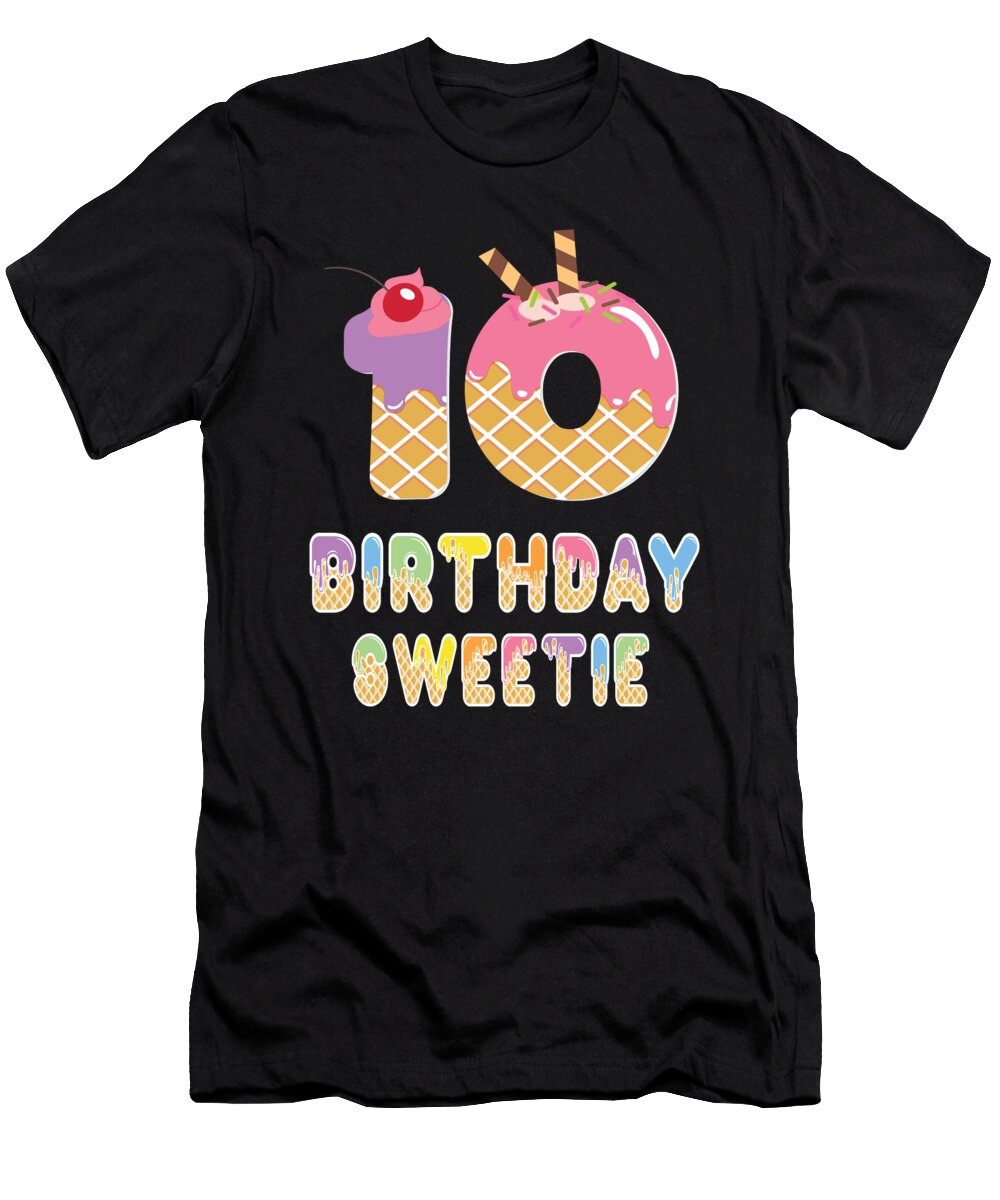 10th Birthday Sweetie Waffle Lover Girl 10 Years Old Bday Graphic Art Grabitees T-Shirt