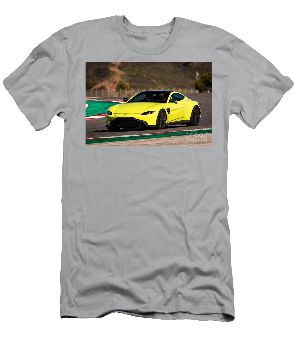 11 Exclusive Luxury Supercar Yellow Aston Martin Vantage V8 Amg Engine M177 40l Twin Turbocharged Vladyslav Shapovalenko T-Shirt