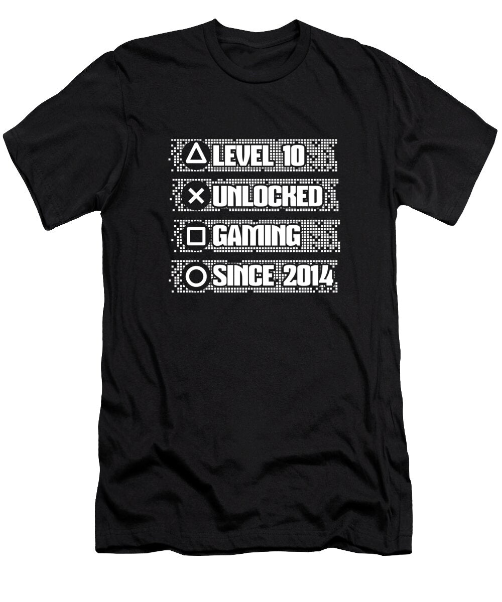 11 Gaming 10th Birthday Year Old Gamer Level 10 Unlocked Crazy Squirrel T-Shirt