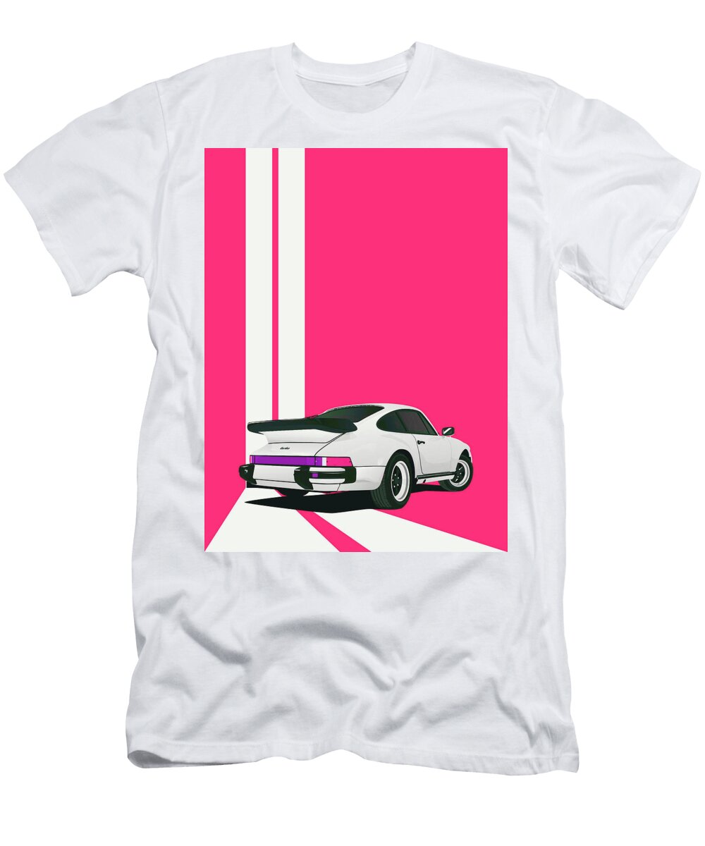 11 Porsche 911 930 Classic Poster Pink Background Thespeedart T-Shirt