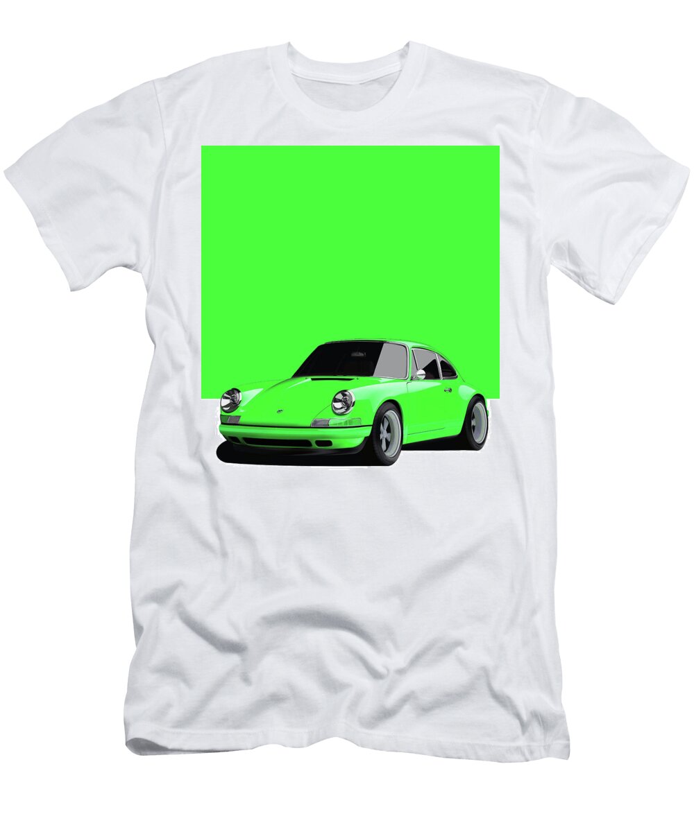 11 Porsche 911 Classic Restomod Poster Green Thespeedart T-Shirt