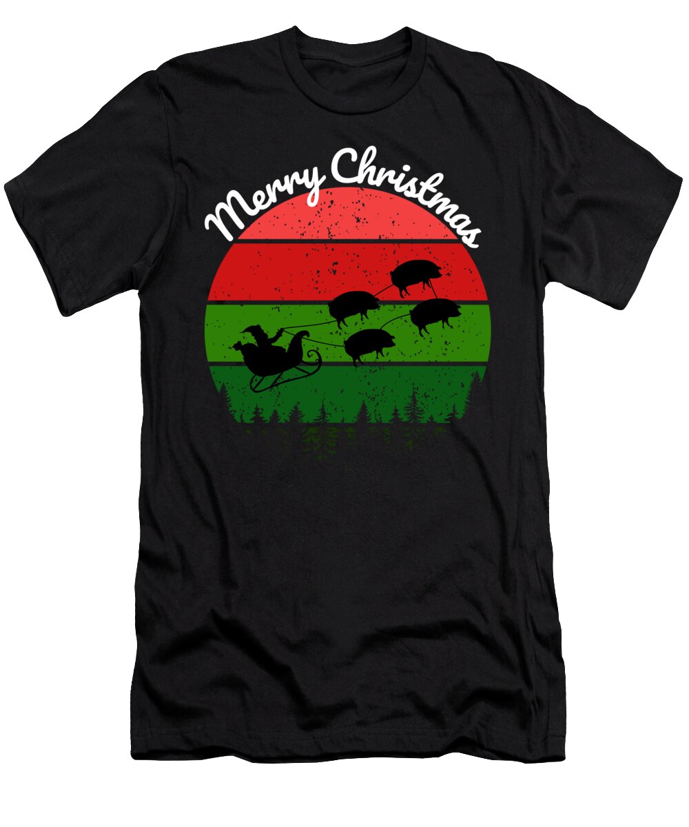 11 Santas Sleigh Pulled By a Team of Hogs Chomper Designs T-Shirt