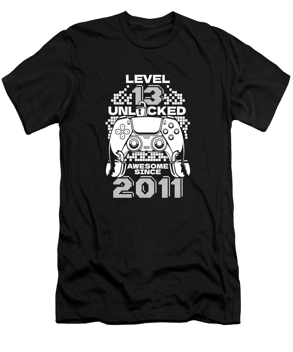 12 13 Year Old Gamer Gaming 13th Birthday Level 13 Unlocked Crazy Squirrel T-Shirt