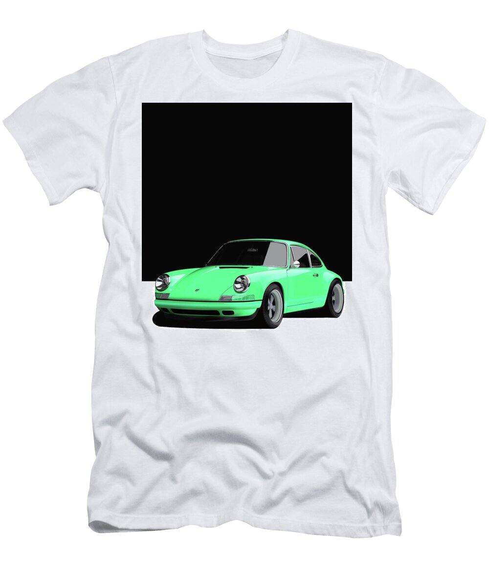 12 Light Green Porsche 911 Classic Restomod Poster Thespeedart T-Shirt