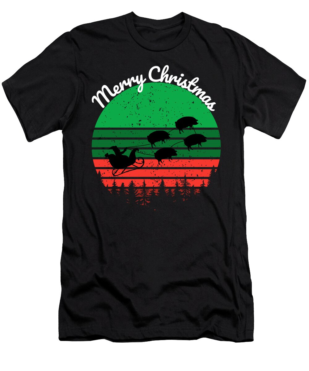 12 Santas Sleigh Pulled By a Team of Hogs Chomper Designs T-Shirt
