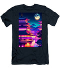 12 Synthwave Japanese Town with Moon Background Boon Mee T-Shirt