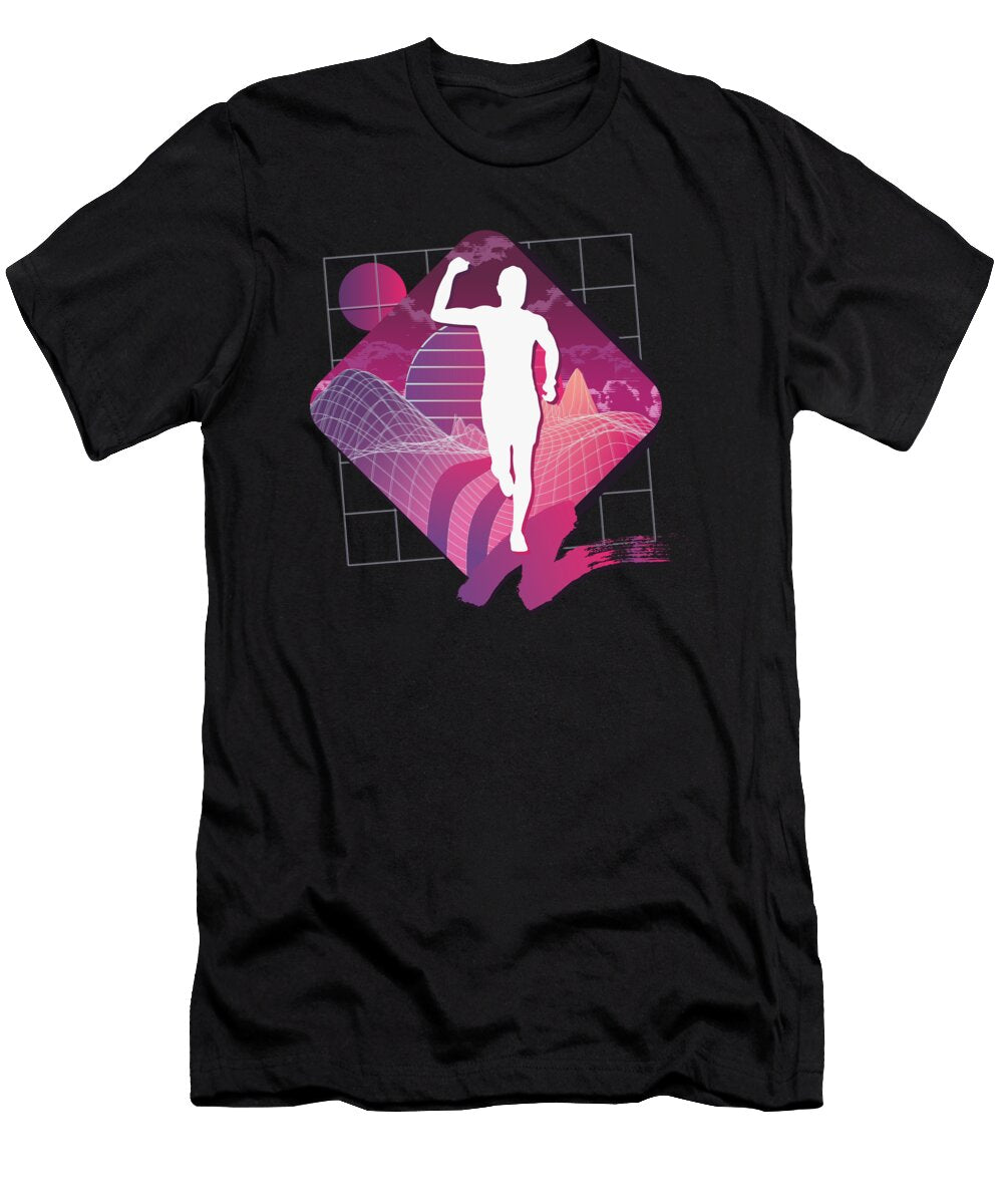 12 Vaporwave Synthwave Marathon Trail Running Greenoptix T-Shirt