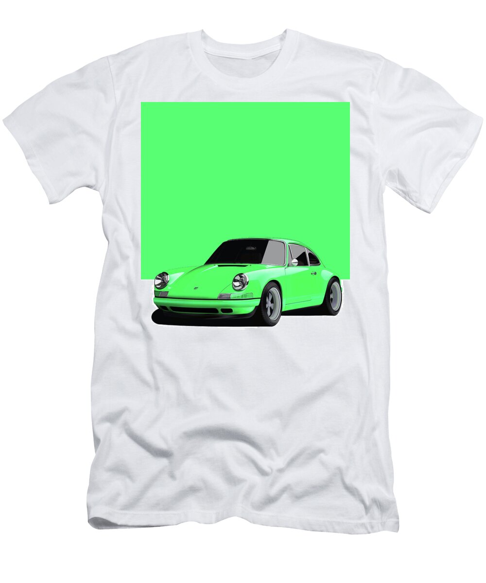 13 Porsche 911 Classic Restomod Poster Green Thespeedart T-Shirt