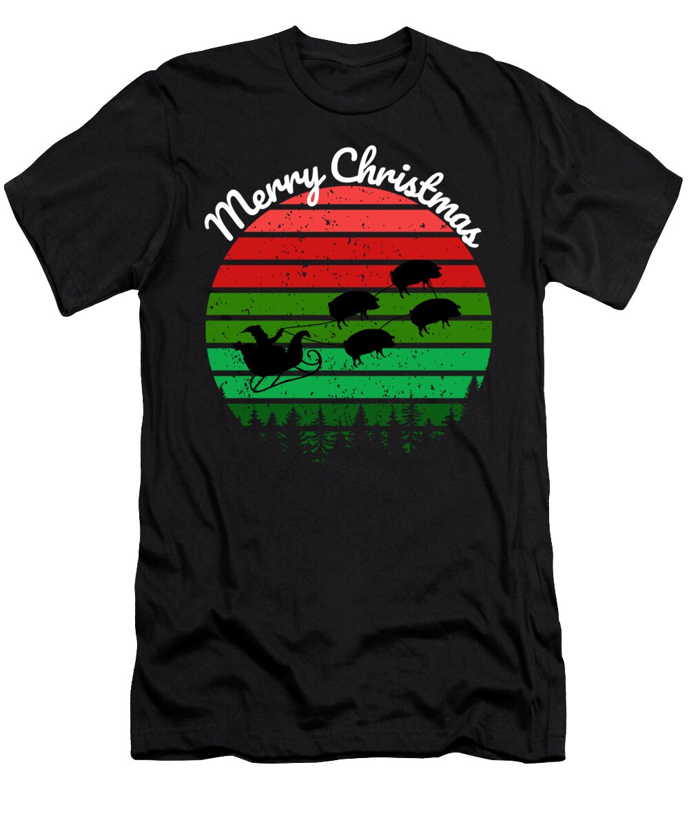 13 Santas Sleigh Pulled By a Team of Hogs Chomper Designs T-Shirt
