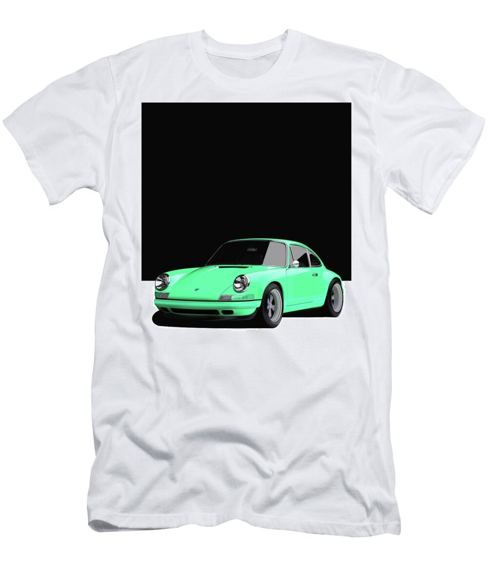 14 Light Green Porsche 911 Classic Restomod Poster Thespeedart T-Shirt
