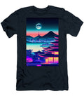 14 Synthwave Japanese Town with Moon Background Boon Mee T-Shirt