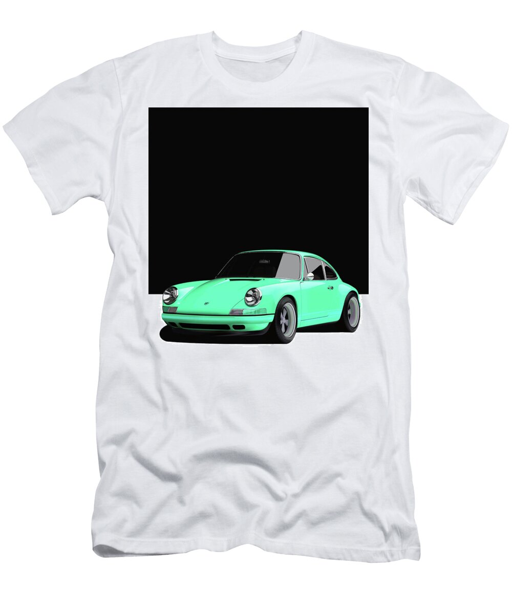 15 Light Green Porsche 911 Classic Restomod Poster Thespeedart T-Shirt