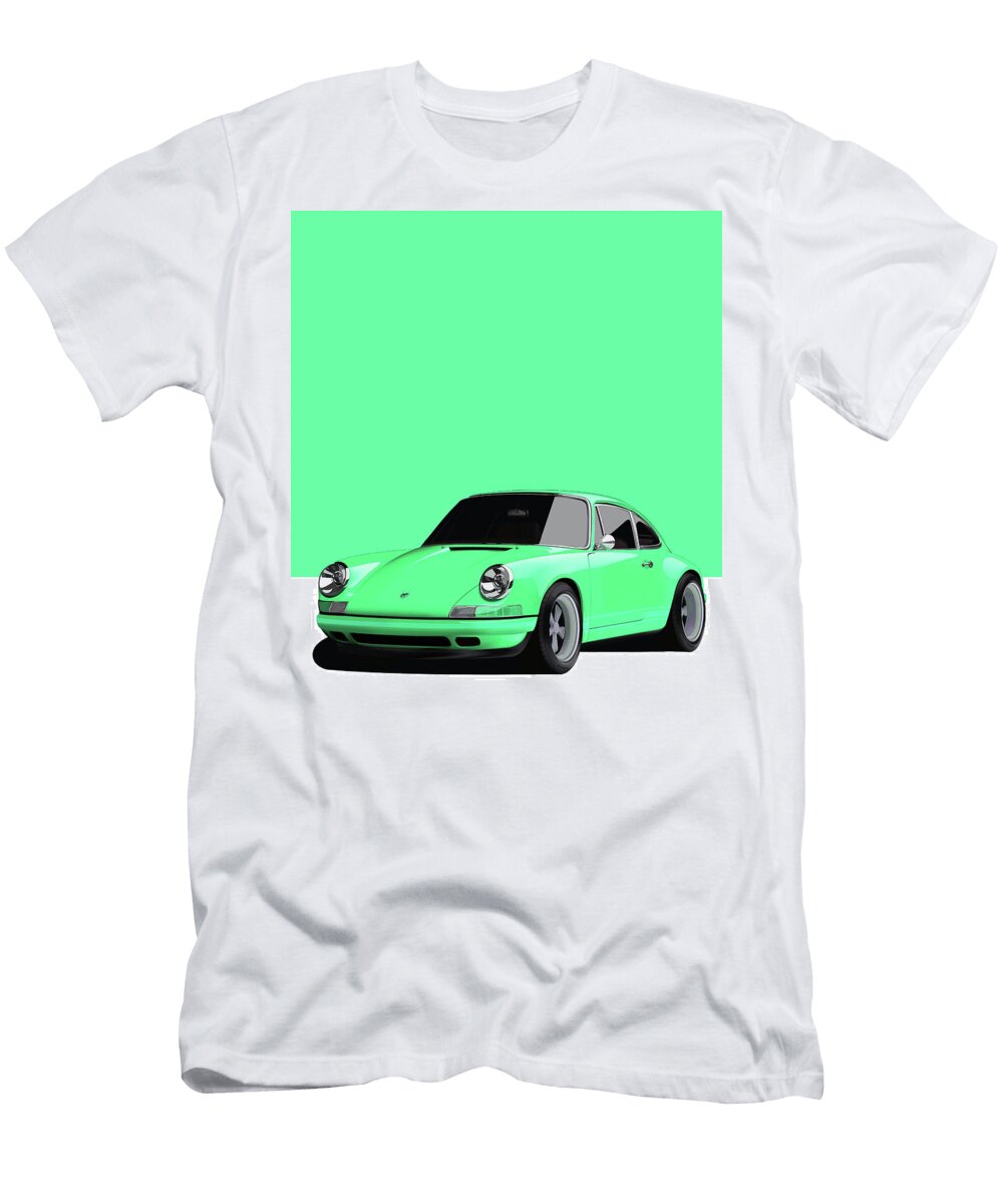 15 Porsche 911 Classic Restomod Poster Green Thespeedart T-Shirt