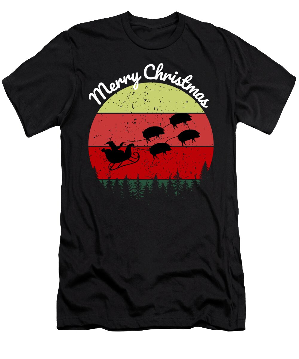 15 Santas Sleigh Pulled By a Team of Hogs Chomper Designs T-Shirt