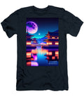 15 Synthwave Japanese Town with Moon Background Boon Mee T-Shirt