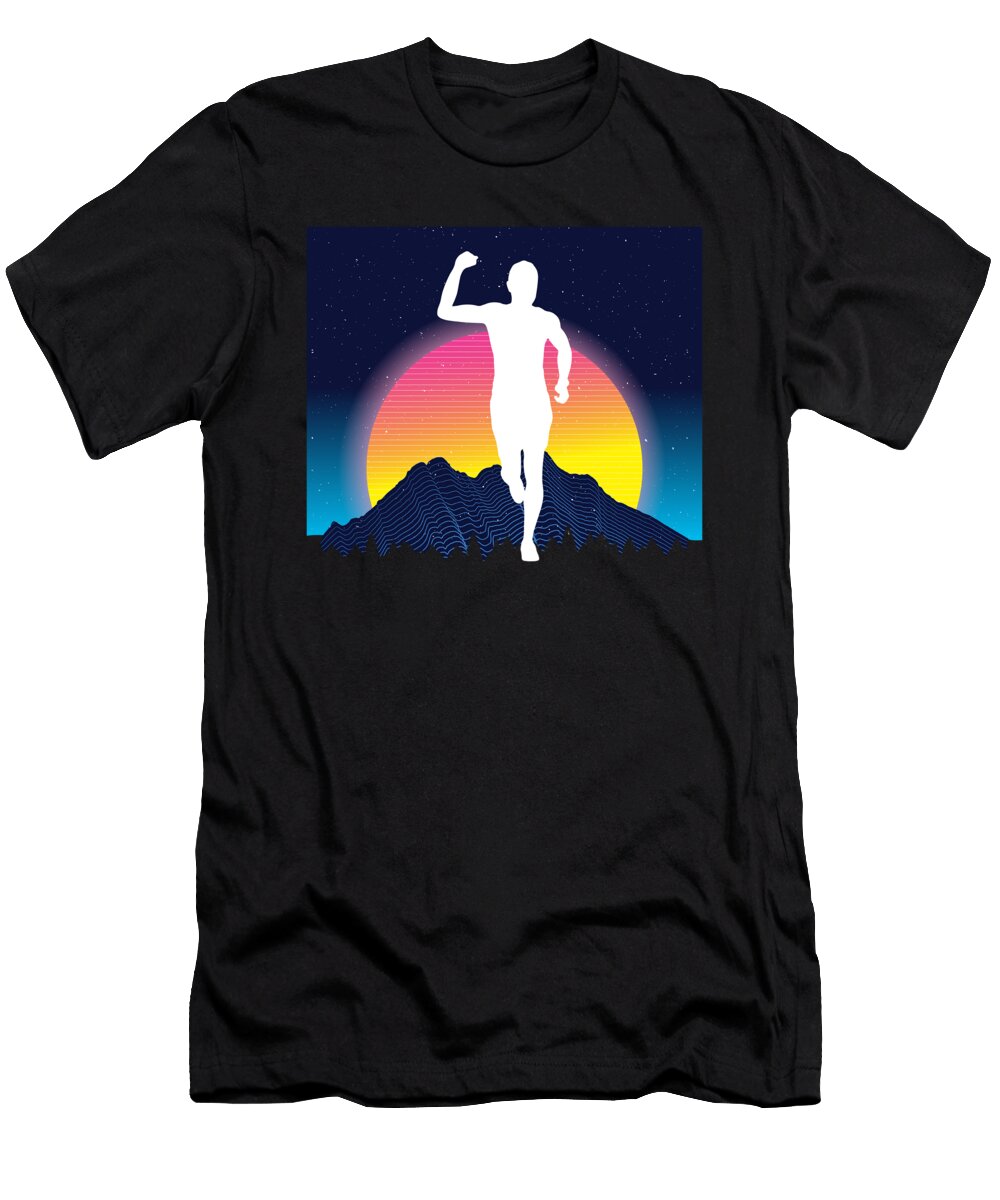 15 Vaporwave Synthwave Marathon Trail Running Greenoptix T-Shirt