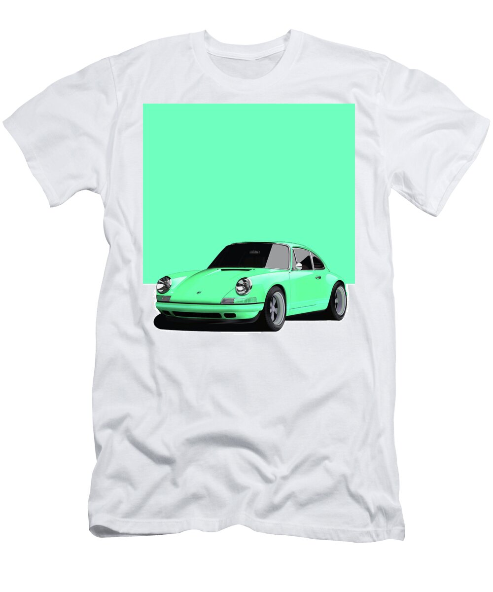 16 Porsche 911 Classic Restomod Poster Green Thespeedart T-Shirt