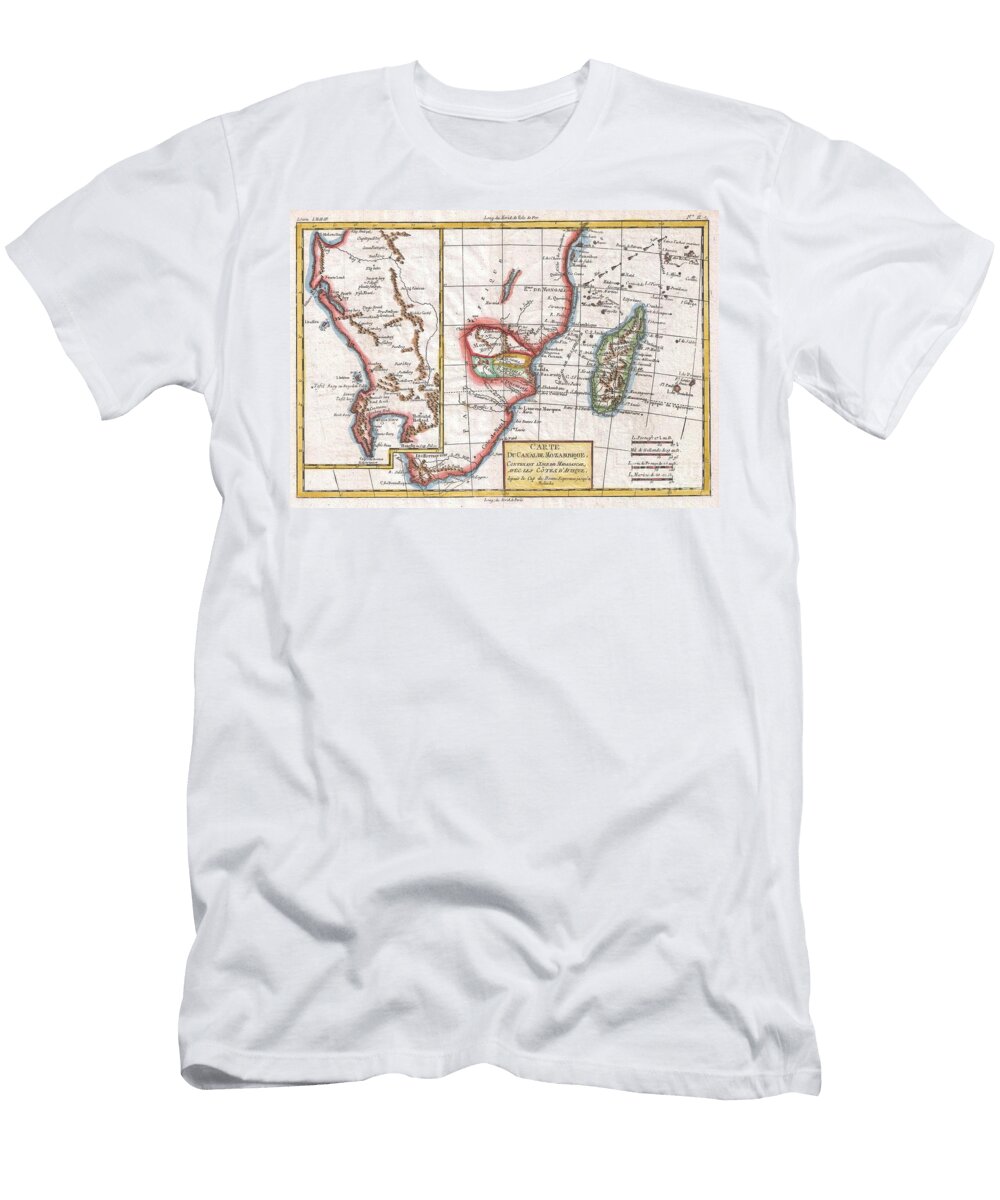 1780 Raynal and Bonne Map of South Africa Zimbabwe Madagascar and Mozambique Paul Fearn T-Shirt